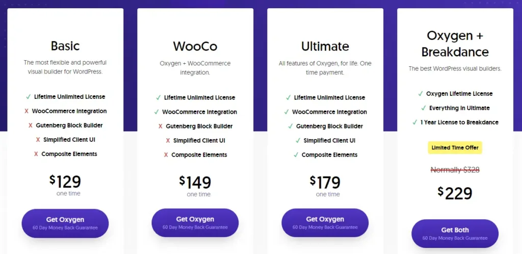 Oxygen Page Builder Pricing